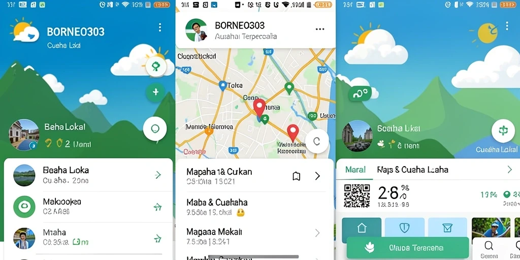 Antarmuka utama BORNEO303 menampilkan informasi cuaca yang jelas dan terperinci.