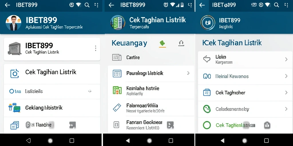 Tampilan antarmuka aplikasi IBET899 untuk cek tagihan listrik.