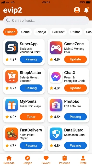 Tampilan katalog aplikasi evip2