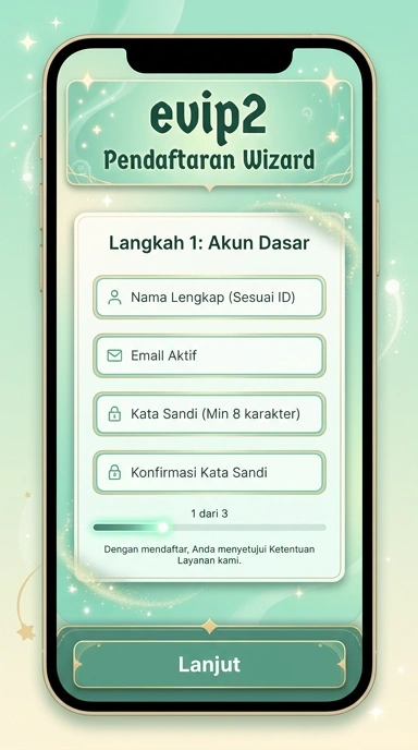 Tampilan halaman daftar evip2